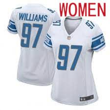 Women Detroit Lions #97 Nick Williams Nike White Game NFL Jersey